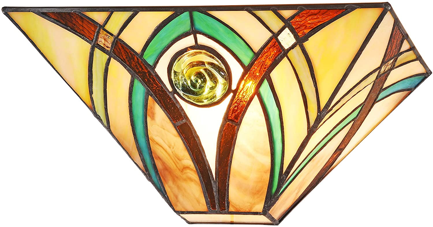 Orson 7'' Black Tiffany-Style Mission Wall Sconce