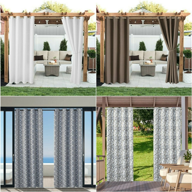 Topchances Outdoor Patio Curtains, White, Heavy Weighted, Waterproof, 52in x 84in - This 4 You