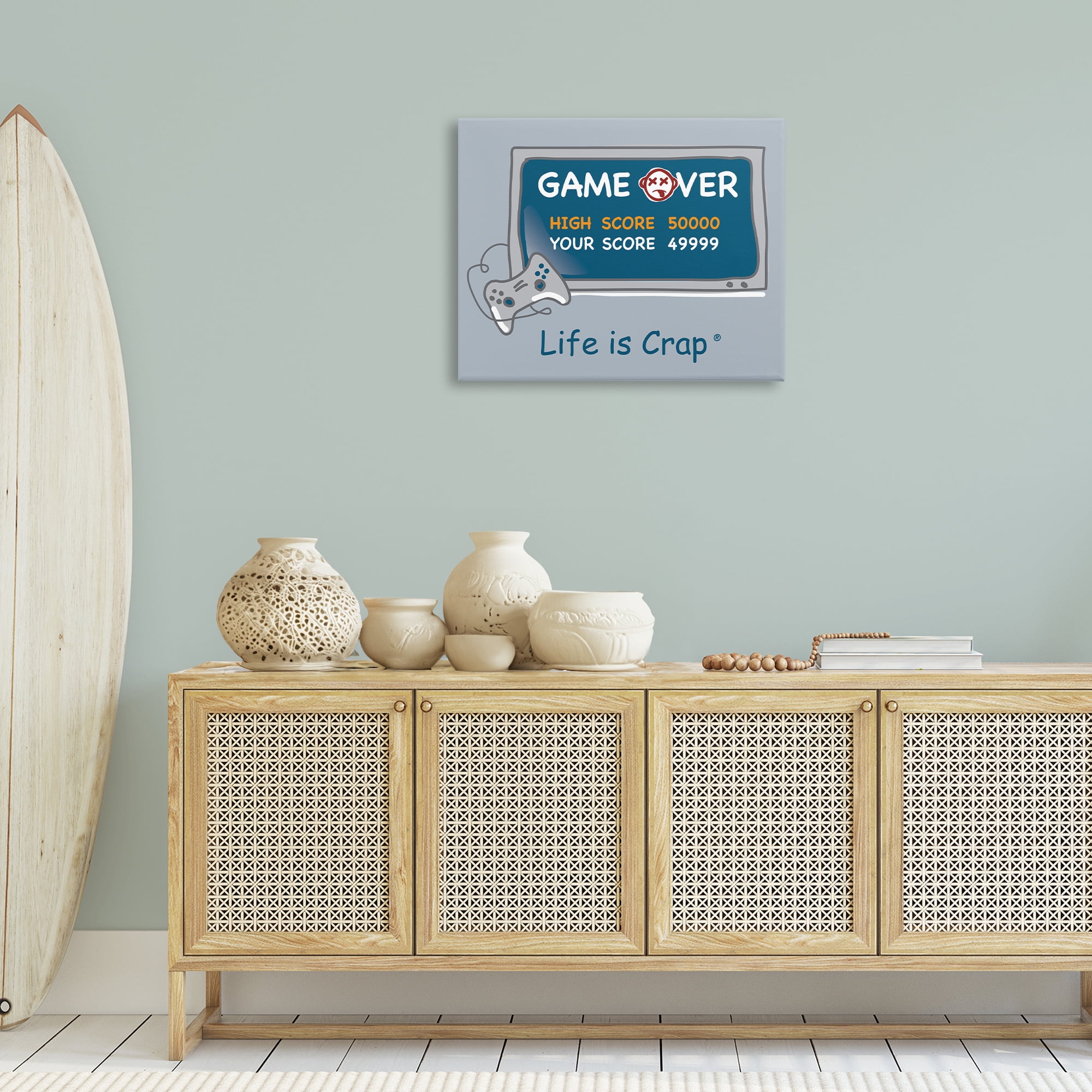 Stupell Industries Close Score Game Over Novelty & Humor Painting Wrapped Canvas Art Print Wall Art, 30 x 24
