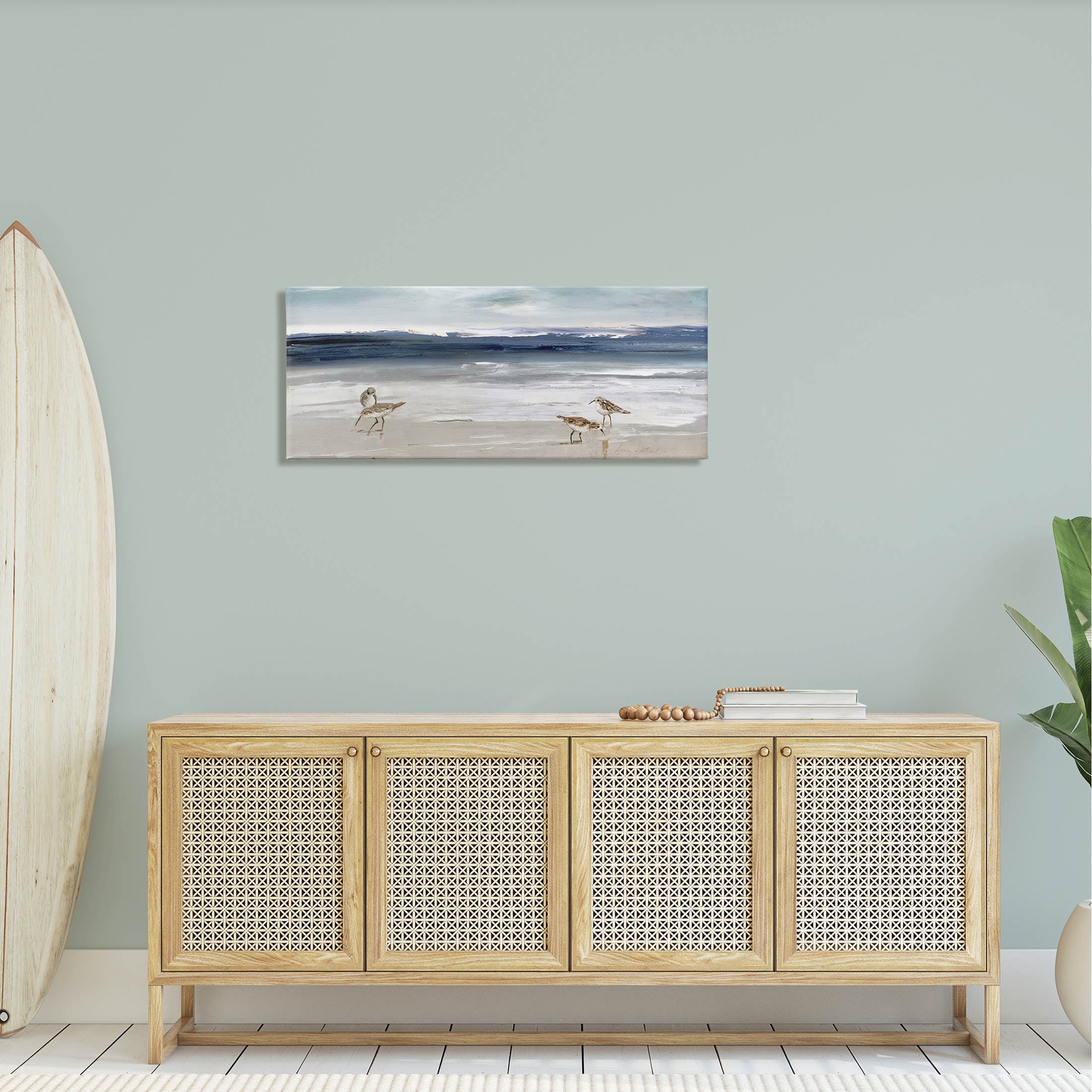 Stupell Industries Sandpipers Grazing Sea Shore Painting Gallery Wrapped Canvas Print Wall Art, Design by Sally Swatland