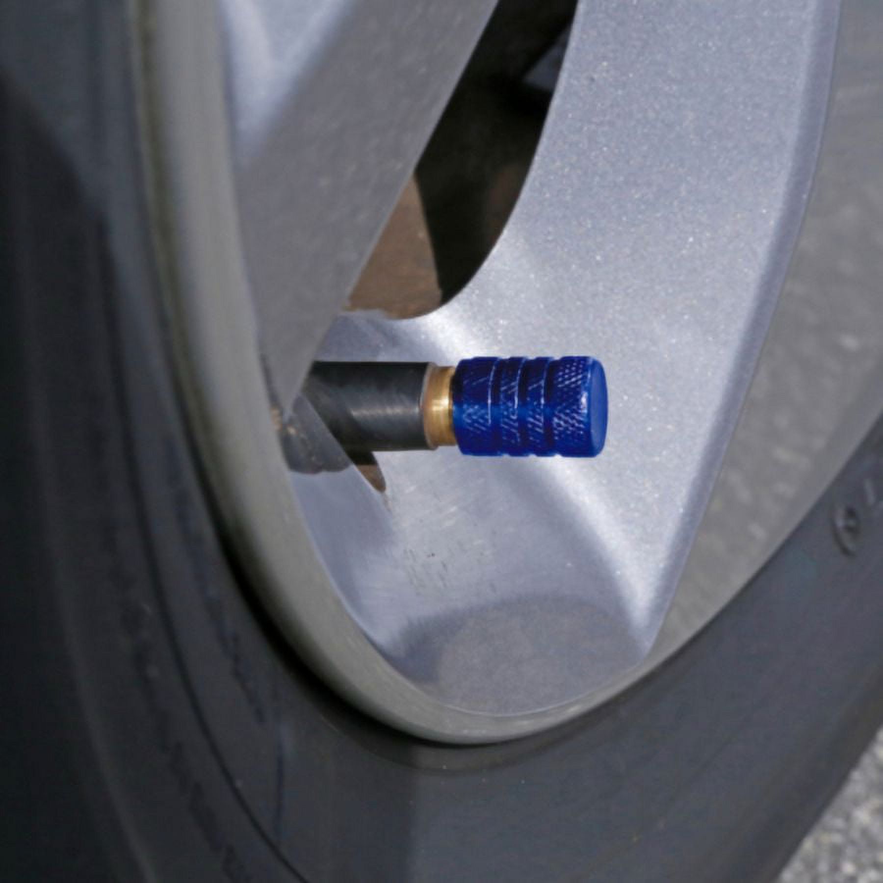 Slime Barrel Tire Valve Caps Blue Steel, Anodized Aluminum - 20335w