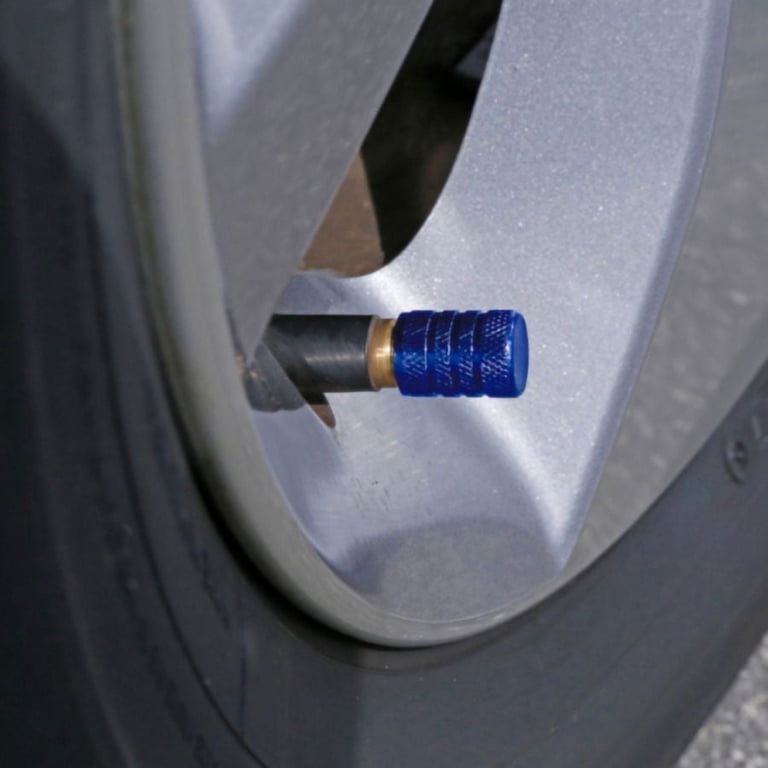 Slime Barrel Tire Valve Caps, Anodized Aluminum, Blue photo 3