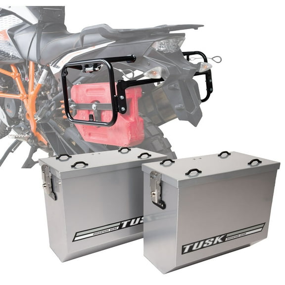 Tusk 146734012468d9-bdc500 Aluminum Panniers with Pannier Racks V2 Medium Silver For KTM 1190 Adventure 2013-2016
