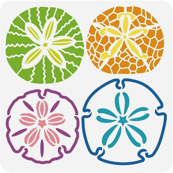 Sand Dollar Stencil 12x12inch Nautical Seashore Fish Stencil Reusable Painting Templates for Scrapbooking Fabric Floor Furniture Wall Art Decor