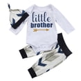 thumbnail image 1 of Faithtur Baby Boy 3PCS Outfit Set Letter Romper Long Arrow Pants Beanie Hat, 1 of 9