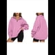thumbnail image 3 of Sudadera de Entrenamiento de con Media Cremallera para Mujer, de Gran Tamaño, de Larga, Color Liso, con Hombros Caídos. Rosa M, 3 of 5