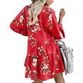 thumbnail image 4 of TIHLMK Red Dress Women Summer Casual Dress V-Neck Floral PrintLong Sleeve Knee-Length Dress, 4 of 7
