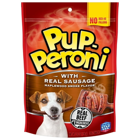 Pup-PeronI Dog Treats with Real Sausage, Maplewood Smoke Flavor, 5.6-Ounce Bag
