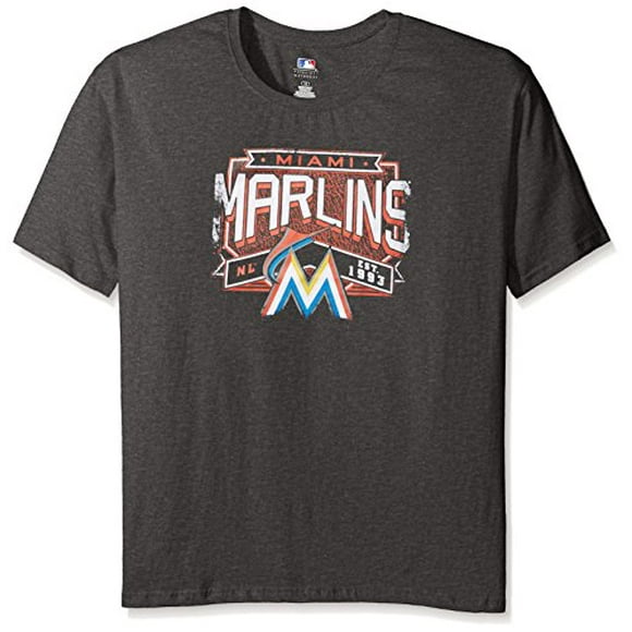 Profile Big & Tall MLB Miami Marlins T-Shirt à Manches Courtes pour Femmes, 3X, Charbon/charbon Chiné