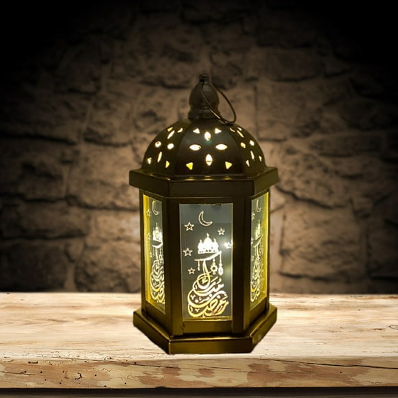 Dvkptbk Decorative lights Mini Lantern with LED Ramadan Lantern Decoration Mini Lantern Decor with Candles Hanging Lanterns for Ramadan Decor Christmas Wedding Table Centerpiece Decor