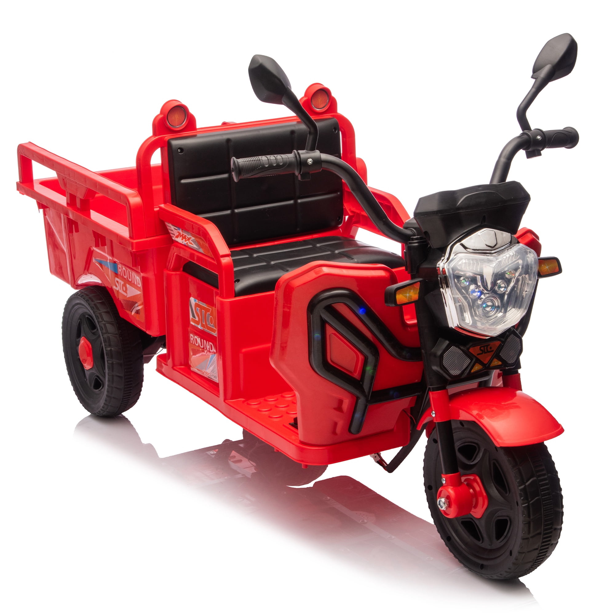 iRerts 12V Ride on Toys, Electric 3 Wheel Ride on Cargo Trucks with LED Lights, Music, Large Storage Space, Powered Ride on Cars Electric Trike for Kids Toddlers Ages 3-6, Red