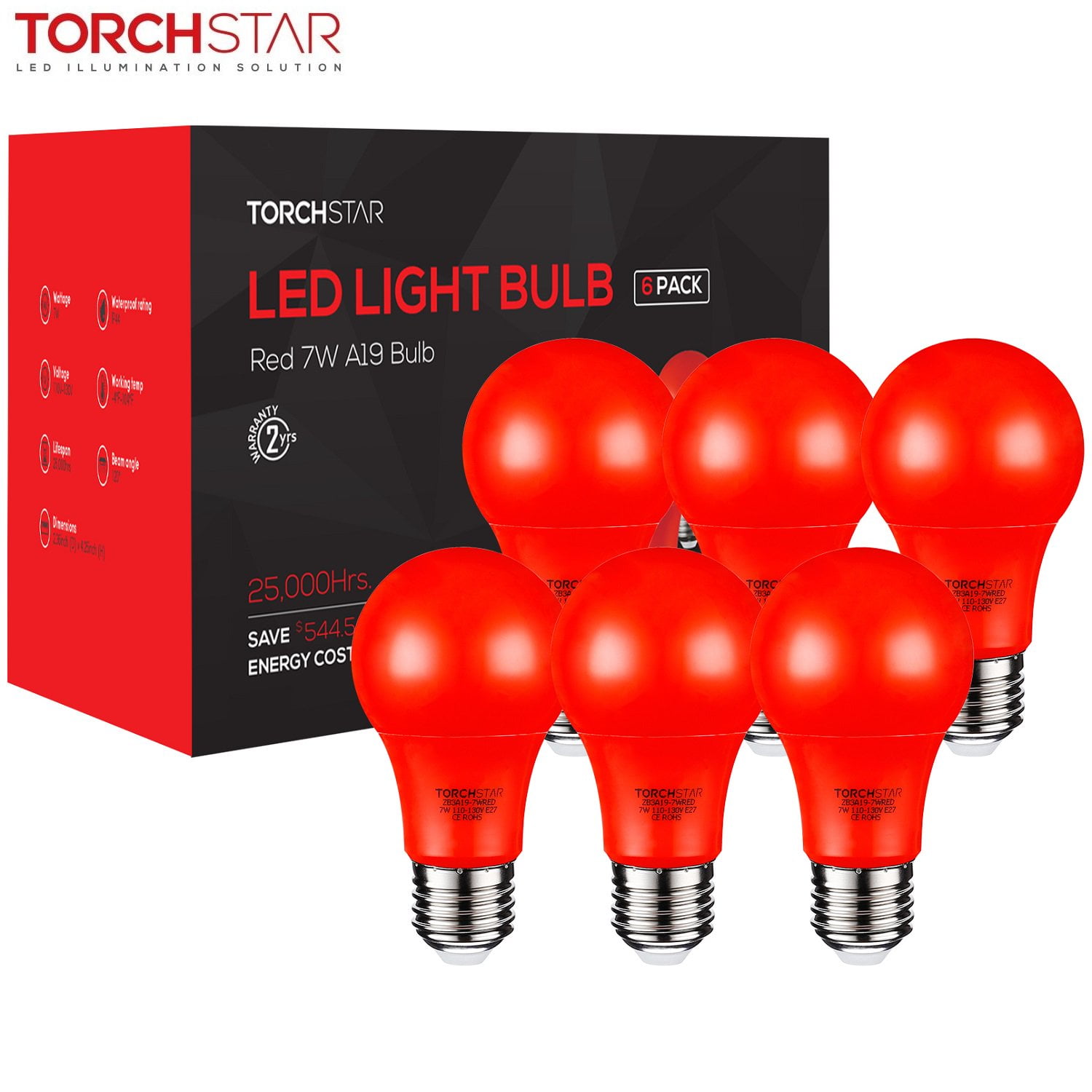 Torchstar Led A19 Colored Light Bulb For Bedroom Living Room Babys
