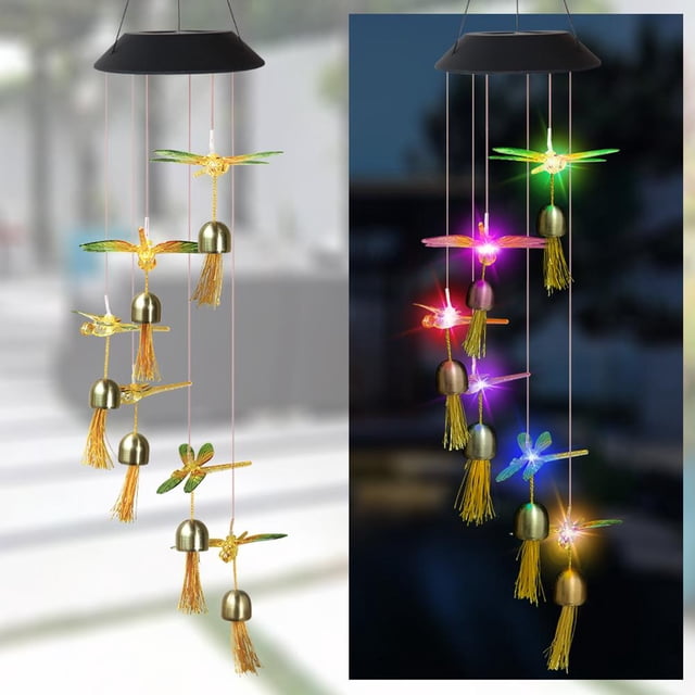Viento Con Bola De Cristal Solar, Luz Impermeable Para Patio Al Aire Libre Con Campanas, Campanillas De Viento Que Cambian De 7 Colores Para Decoración De Jardín Sweethay HA042535-03