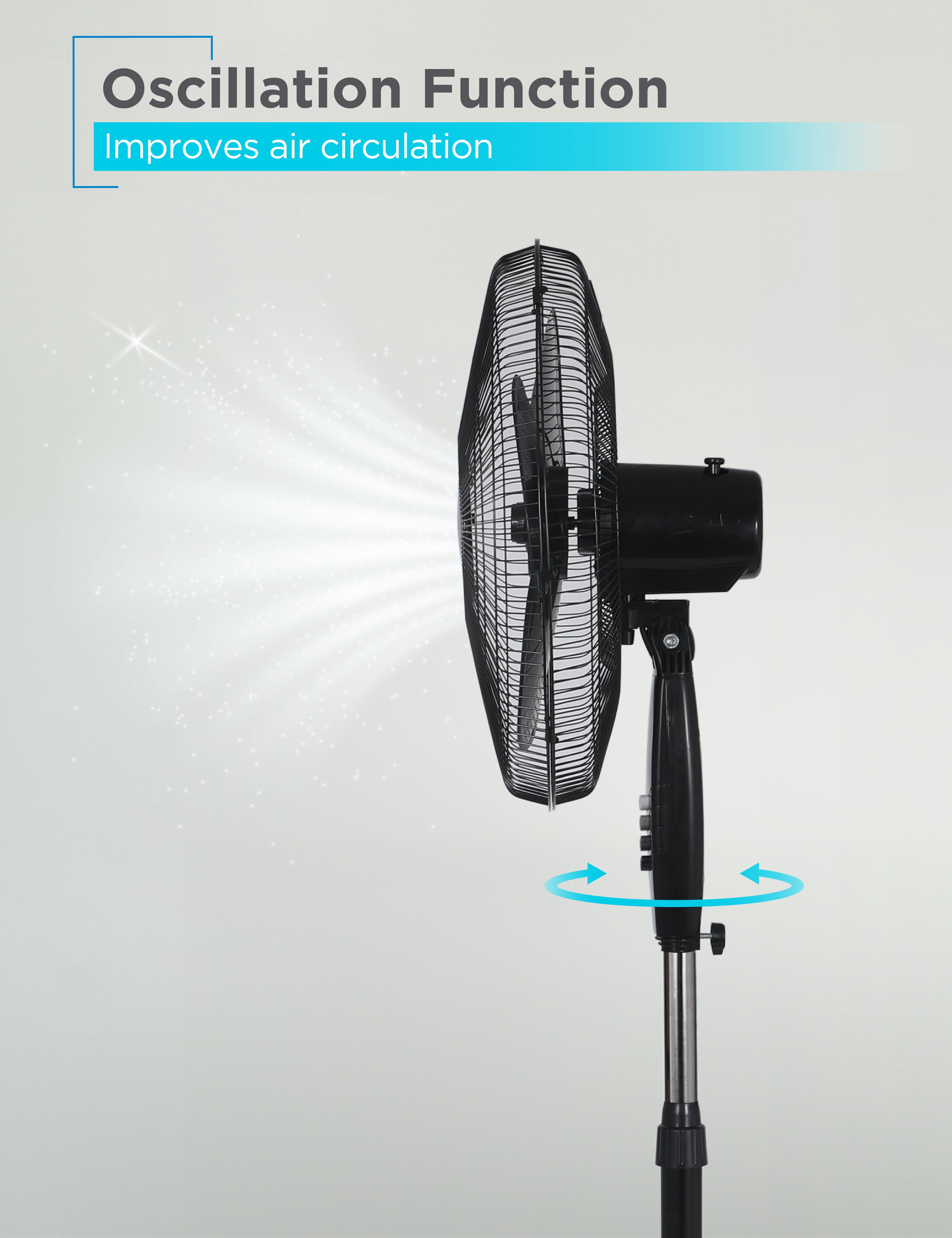 BLACK+DECKER 18-Inch Pedestal Fan, BFP18SXB, Oscillating Fan for Home and Office, Standing Fan with 3 Speed Settings, Height Adjustable with Adjustable Head Tilt, Black