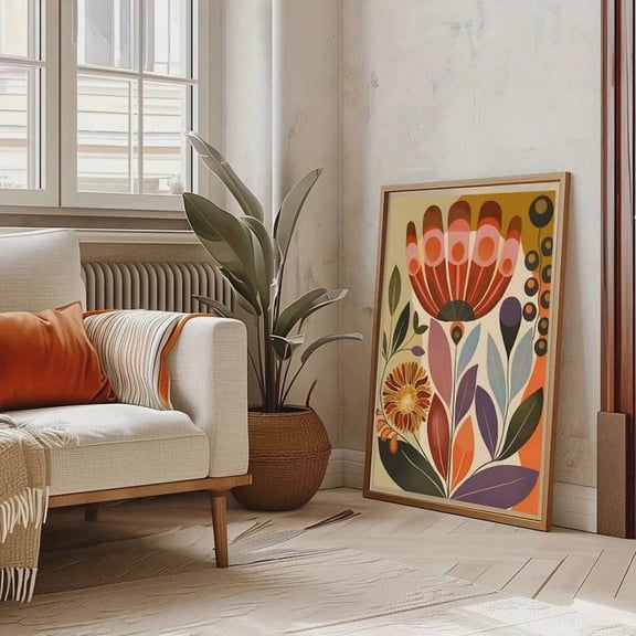 Scandinavian Wall Art Poster Botanical Floral Print Poster Norwegian Folk Home Decor Warm Present Vintage UNFRAMED Poster Size 8x12