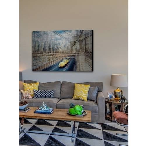 "The East River" Painting Print on Brushed Aluminum