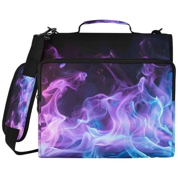 ALAZA Zipper Binder Blue Purple Flame Pattern 2 inch 3 Ring 500 Sheet Capacity Trapper Keeper File Folder Organizer Bag