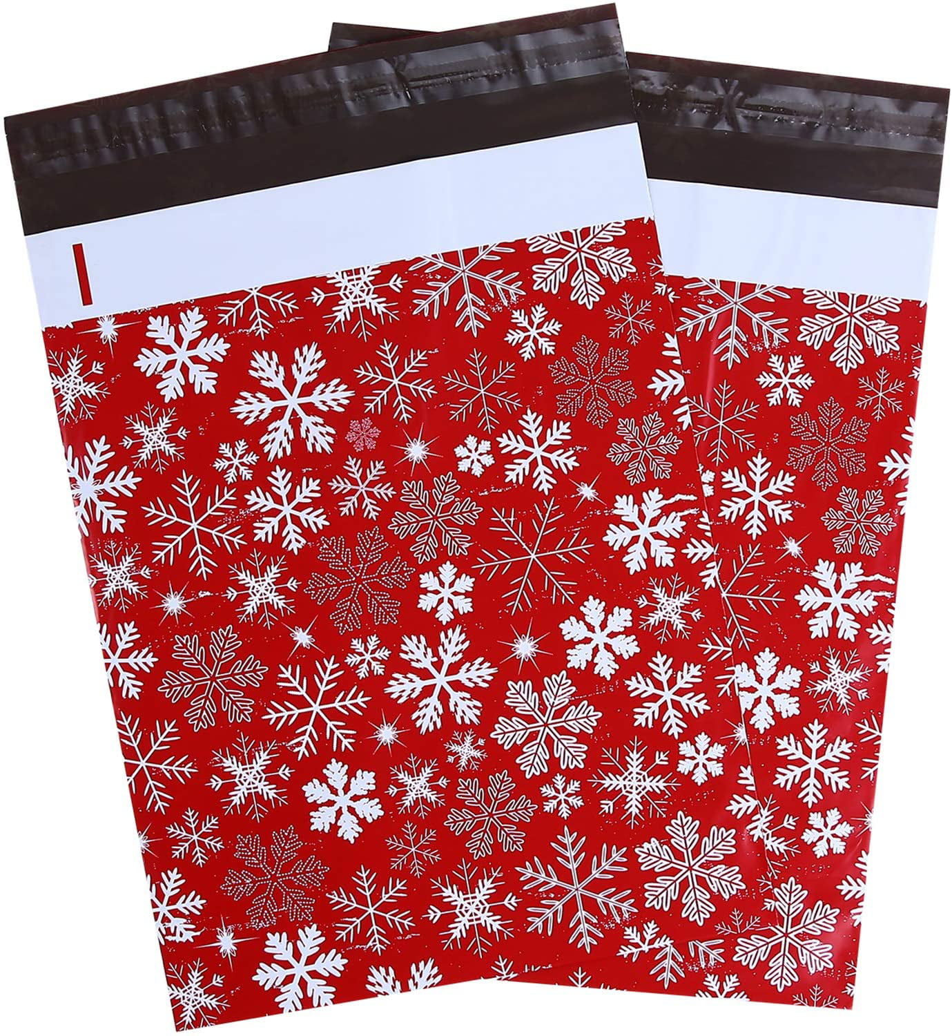 Waterproof and Tear-Proof Postal Bags 100 Pcs 10x13 Winter Snowflakes Designer Poly Mailers Red Ohuhu Christmas Envelopes Shipping Bags with Self Seal Adhesive