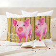 thumbnail image 3 of Welcome Pillow Covers 2 Pack Farmhouse Watercolor Pig Cute Piggy Yellow Wood Grain Pillowcase Waterproof Outdoor Throw Pillow Cover for Patio Garden Square Cushion 16”x16”, 3 of 9