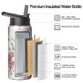 thumbnail image 2 of Camping Hiking Sports 18oz Leak Proof Flowers Themed Water Bottle Vacuum Insulated Stainless Steel Hot Cold Gift, 2 of 6