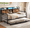 Brown, variant on Plonmago Metal Daybed with Trundle, Daybed Frame with Storage Headboard,Charging Station,Steel Slat Support for Living Room and Guest Room