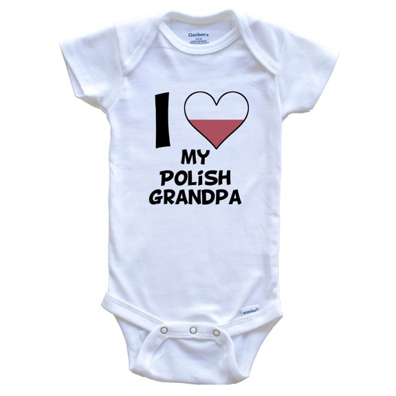 I Heart My Polish Grandpa Poland Flag Baby Bodysuit, 0-3 Months White