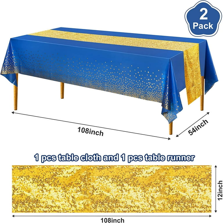 Disposable Plastic Tablecloths and Satin Table Runner Set and