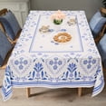 thumbnail image 2 of FINGERCRAFT Tablecloth, High GSM Cotton Fabric, Distinctive Printed Design Table Cover, Blue Damask (72in), 2 of 6