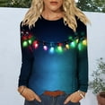 thumbnail image 4 of asdoklhq Plus Size Tops Christmas Christmas Women's Fashion Tees Casual Round Neck Loose T Shirt Long Sleeve Christmas Print Shirt Multicolor 2X, 4 of 6