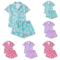 thumbnail image 2 of Button-Down Halloween Pajama Set Silk Oversized Fit Stretch Ghost Print Summerween Pajamas Ruffle Lingerie Notch Collar Sleepwear, 2 of 8