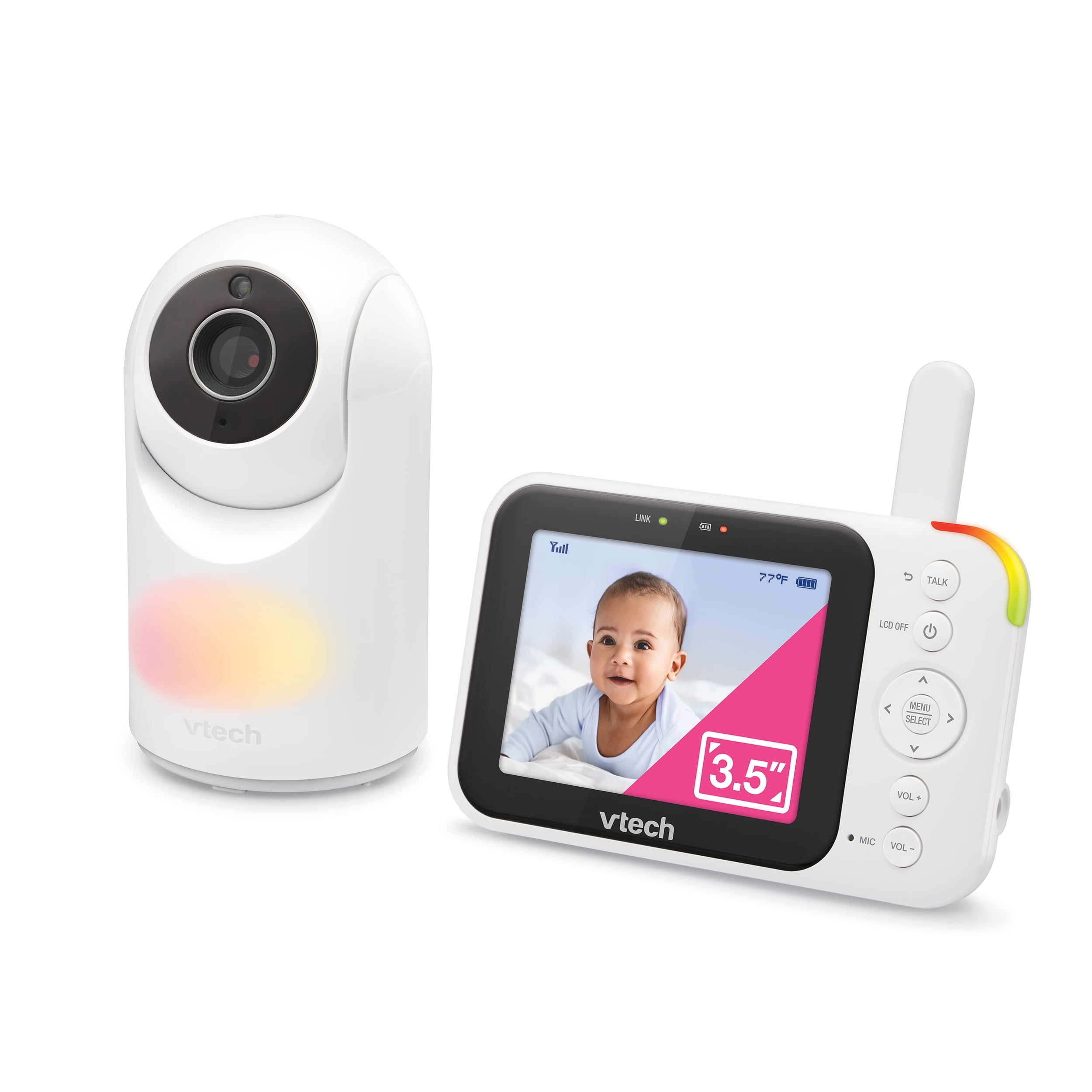 VTech 3.5" Digital Video Baby Monitor with Pan and Tilt and Night Light, VM4263 (White)