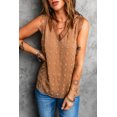 thumbnail image 3 of ABPHQTO Camiseta sin mangas con cuello en V y costuras de encaje con puntos suizos marrones para mujer, 3 of 5