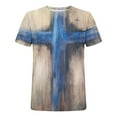 thumbnail image 4 of Mens T Shirts Plus Size Pack Men's Street Trendy Casual Cross Print Crew Neck Short Sleeve Shirts for Men Fashion Summer Tops Clearance on Sales(Red,3XL), 4 of 5