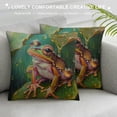 thumbnail image 3 of Sheronv Frog Leaf Raindrops Graphic Decorative Cushion Cover for Home Couch Living Room Bed Sofa - Short Plush Material - 1PC 24x24in, 3 of 5
