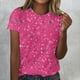 thumbnail image 2 of Camisetas de Mujer con Cuello Redondo Blusas de Manga Corta Imprimir Top, Camisetas de Mujer para Primavera Verano Casual, 2 of 4