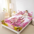 thumbnail image 4 of Homewish Pink Castle Twin Sheet Sets 3pcs for Teens Adults Female,Dreamy Princess Twin Fitted Sheet Microfiber,Spring Garden Flowers Breathable Flat Sheet,Super Cozy Room Decor, 4 of 7