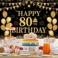 thumbnail image 3 of 80th Birthday Decorations for Men Women - Happy 80th Birthday Banners Decorations Black Gold 80 Years Birthday Party Favor Backdrop for 80th Birthday Party Sign Decor 7X5FT, 3 of 6