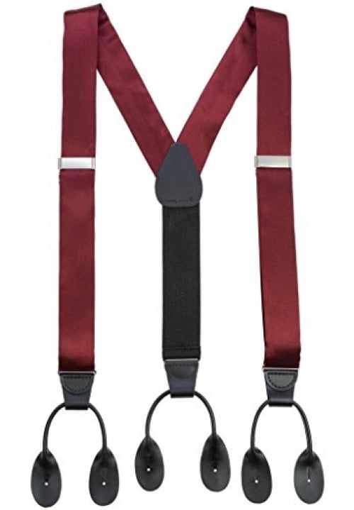 Hold'Em 100 Silk Suspenders For Men Y Back Fancy Solid Button End