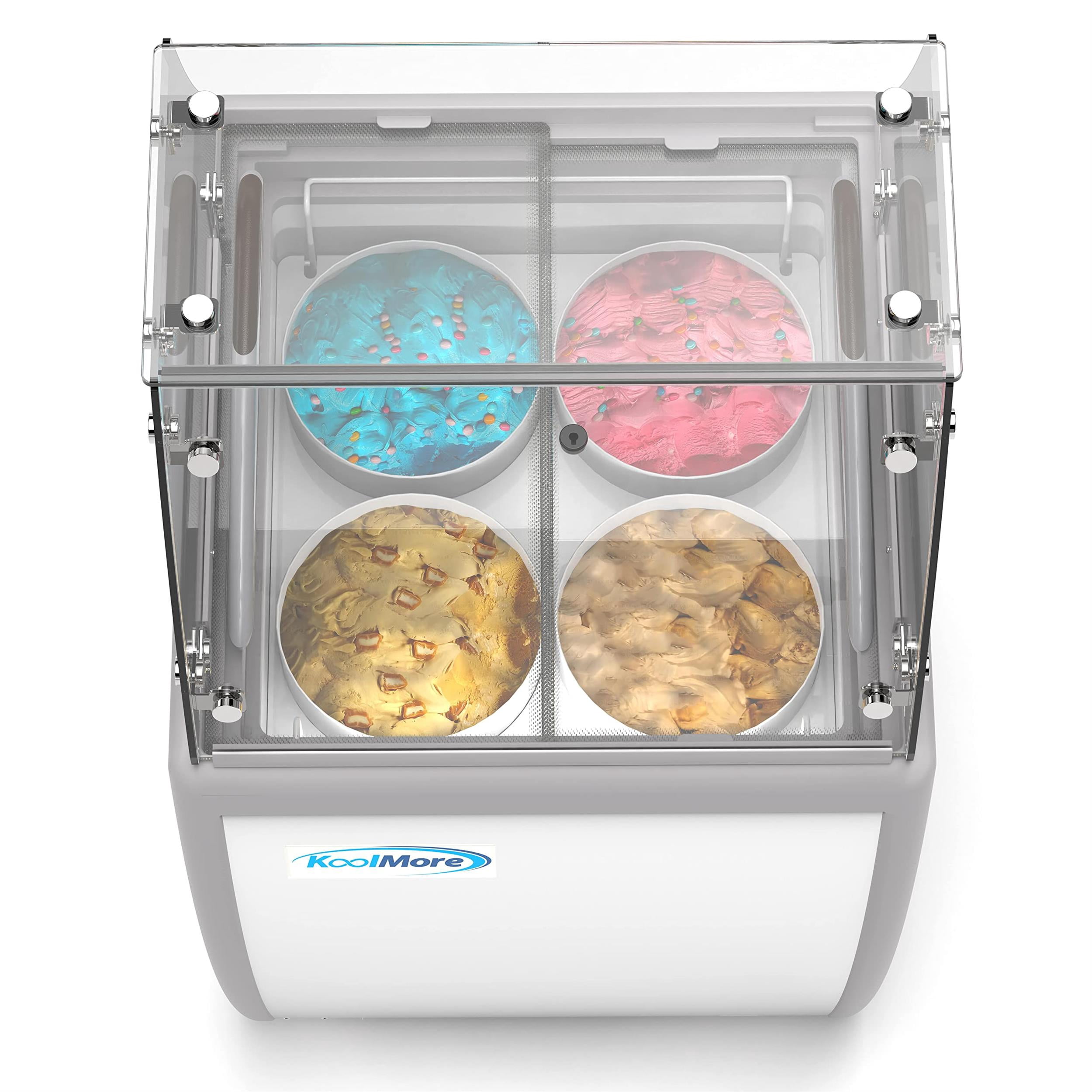 Pemberly Row 26 in. 4 Tub Ice Cream Dipping Cabinet Display Freezer-6 cu. ft.