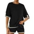 thumbnail image 2 of Women 2 Pieces Knit Sets Short Sleeve Tops & Shorts Suit, 2 of 5