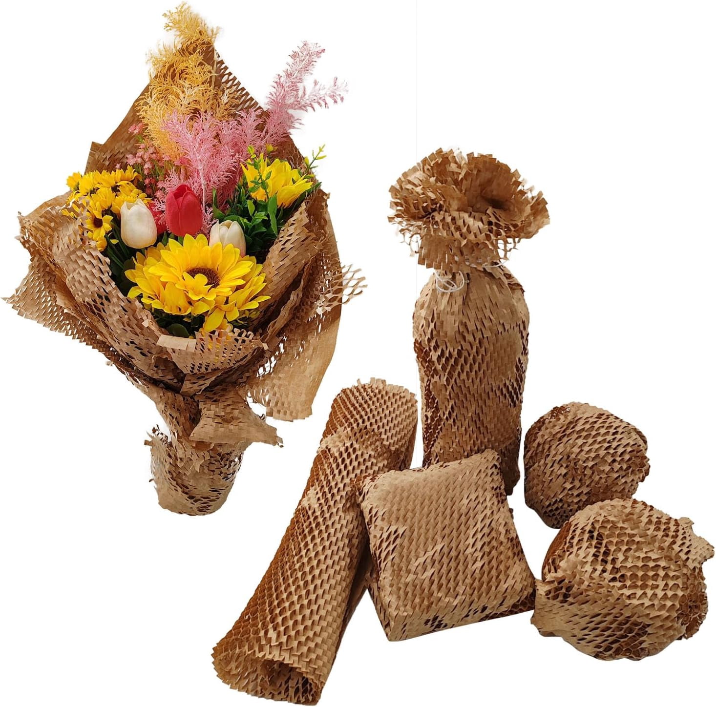 Viecam Eco-Friendly Honeycomb Packing Paper - 15" x 1700' with Easy Dispense Box, 100% Recyclable Kraft Material, Ideal for E-Commerce, Moving, and Small Business Shipping