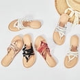 thumbnail image 6 of Women's Casual Flat Slide Sandals Criss Cross Strappy Open Toe Beach Thong Sandals., 6 of 6