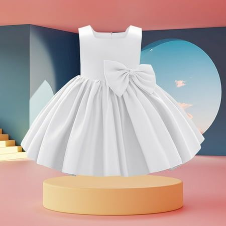

CHUOU Flower Girls Bowknot Tutu Dress For Kids Baby Wedding Bridesmaid Birthday Party Pageant Formal Dresses Toddler First Baptism Christening Gown