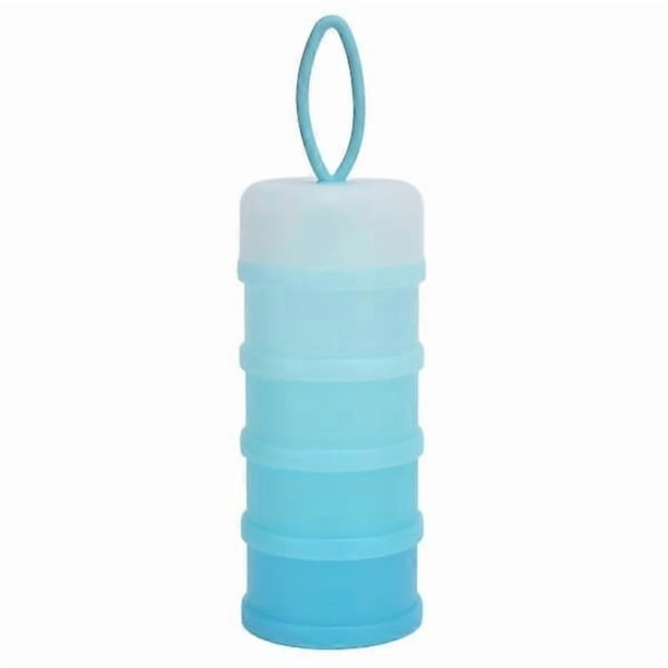 4-Layer Baby Milk Powder Dispenser Silicone Portable Baby Milk Feeding Powder Formula Container Blue