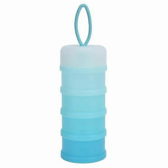 4-Layer Baby Milk Powder Dispenser Silicone Portable Baby Milk Feeding Powder Formula Container Blue