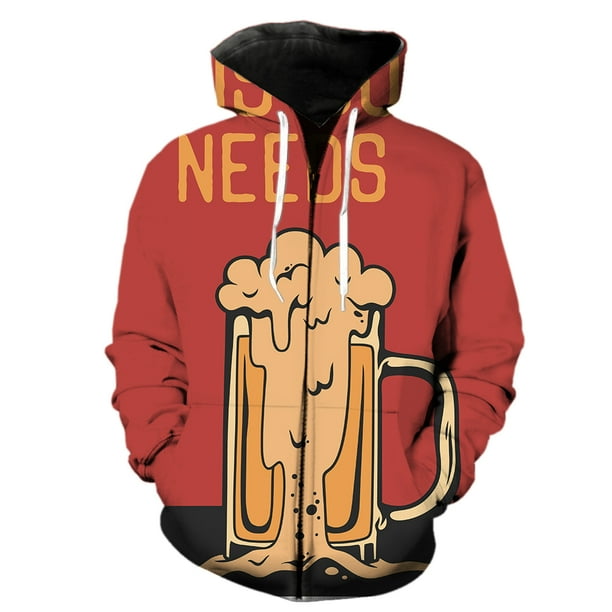 Sudadera con capucha y cremallera para hombre, con estampado 3D del Festival de la Cerveza de Dibujos Animados, gran oferta 2024, unisex, para adolescentes, de primavera, de gran tamaño, divertida y a