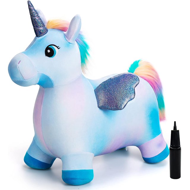 TOY Animales hinchables para niños pequeños, caballo hinchable, vaca hinchable, juguetes para saltar en interiores y exteriores para niños pequeños, regalo para 18 meses, 2, 3 y 4 años