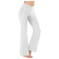 thumbnail image 2 of CFLVAEK Bootcut Yoga Pants for Women Criss Cross High Waist Flare Leggings with Pockets Solid Butt Lift Workout Legging Pants White M, 2 of 6