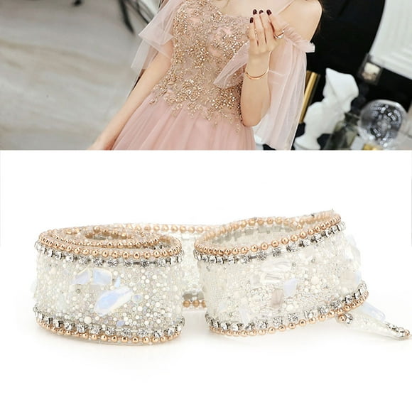 Fyydes Crystal Chain Trim, Rhinestones Ribbon,2.5cm DIY Diamond Mesh Wrap Roll Crystal Rhinestones Chain Trim Ribbon Decoration