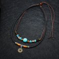 thumbnail image 4 of 1 Uds Collier Femme Bohme Pendentif Plume Vintage Fait Main Boucles D'oreilles Cuir Turquoise Collier Perles Collier Bohme Bijoux Tribal Cadeau, 4 of 5